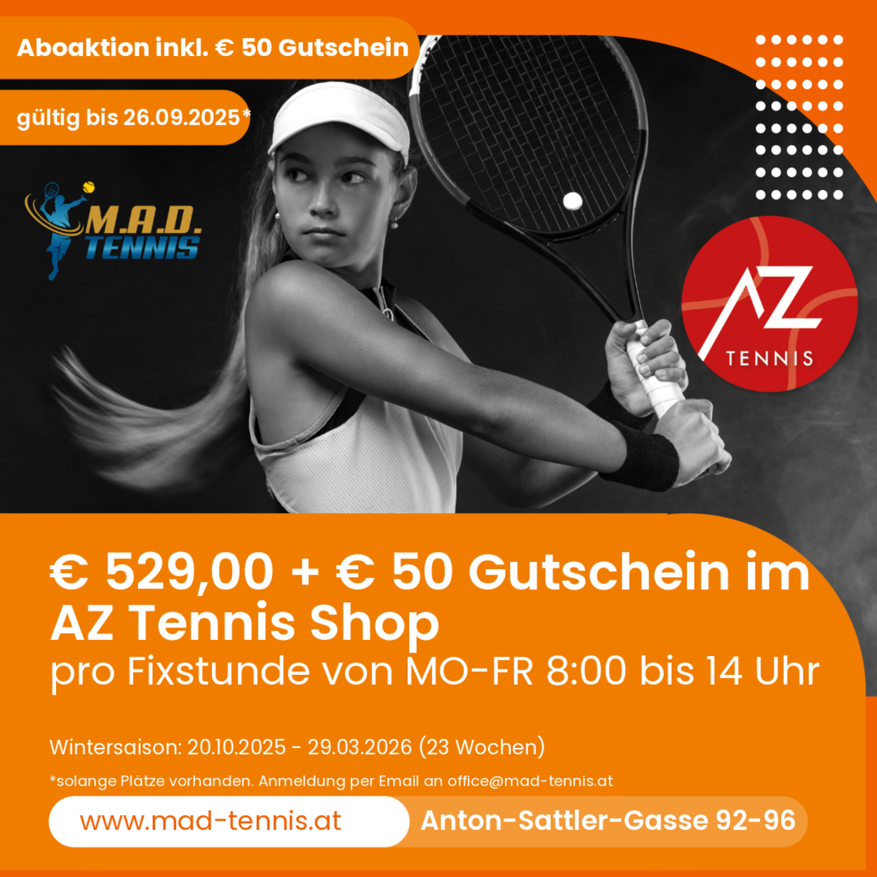 ABOAKTION - erhalte einen 50 Euro Gutschein im AZ Tennis Shop
